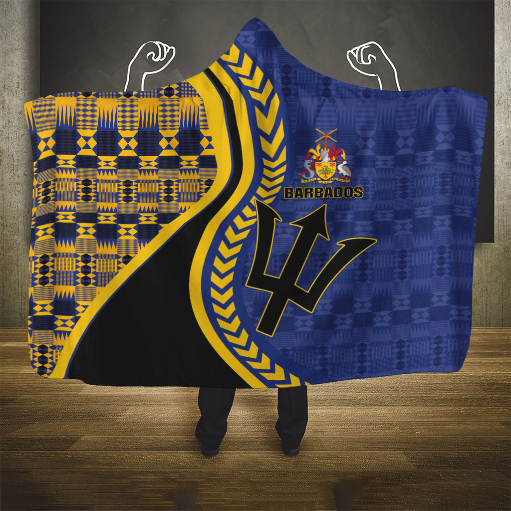 Barbados Trident Hooded Blanket Afro-Barbadians Kente Pattern