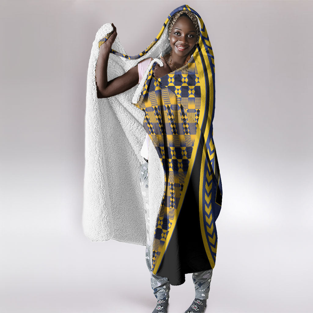 Barbados Trident Hooded Blanket Afro-Barbadians Kente Pattern