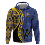 Personalized Barbados Trident Hoodie Afro-Barbadians Kente Pattern