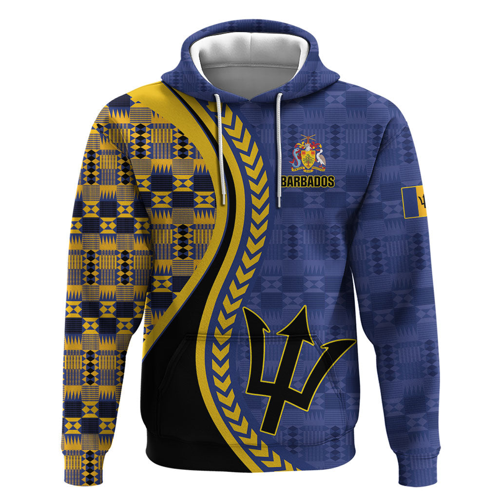 Personalized Barbados Trident Hoodie Afro-Barbadians Kente Pattern