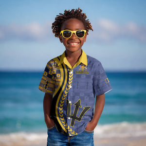 Personalized Barbados Trident Kid Hawaiian Shirt Afro-Barbadians Kente Pattern