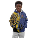 Personalized Barbados Trident Kid Hoodie Afro-Barbadians Kente Pattern