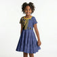 Personalized Barbados Trident Kid Short Sleeve Dress Afro-Barbadians Kente Pattern
