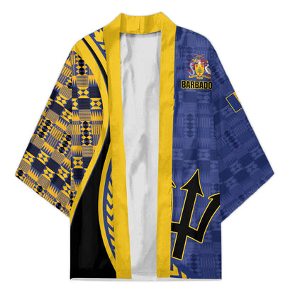 Personalized Barbados Trident Kimono Afro-Barbadians Kente Pattern