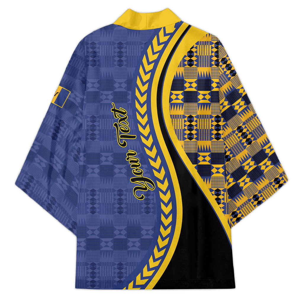Personalized Barbados Trident Kimono Afro-Barbadians Kente Pattern