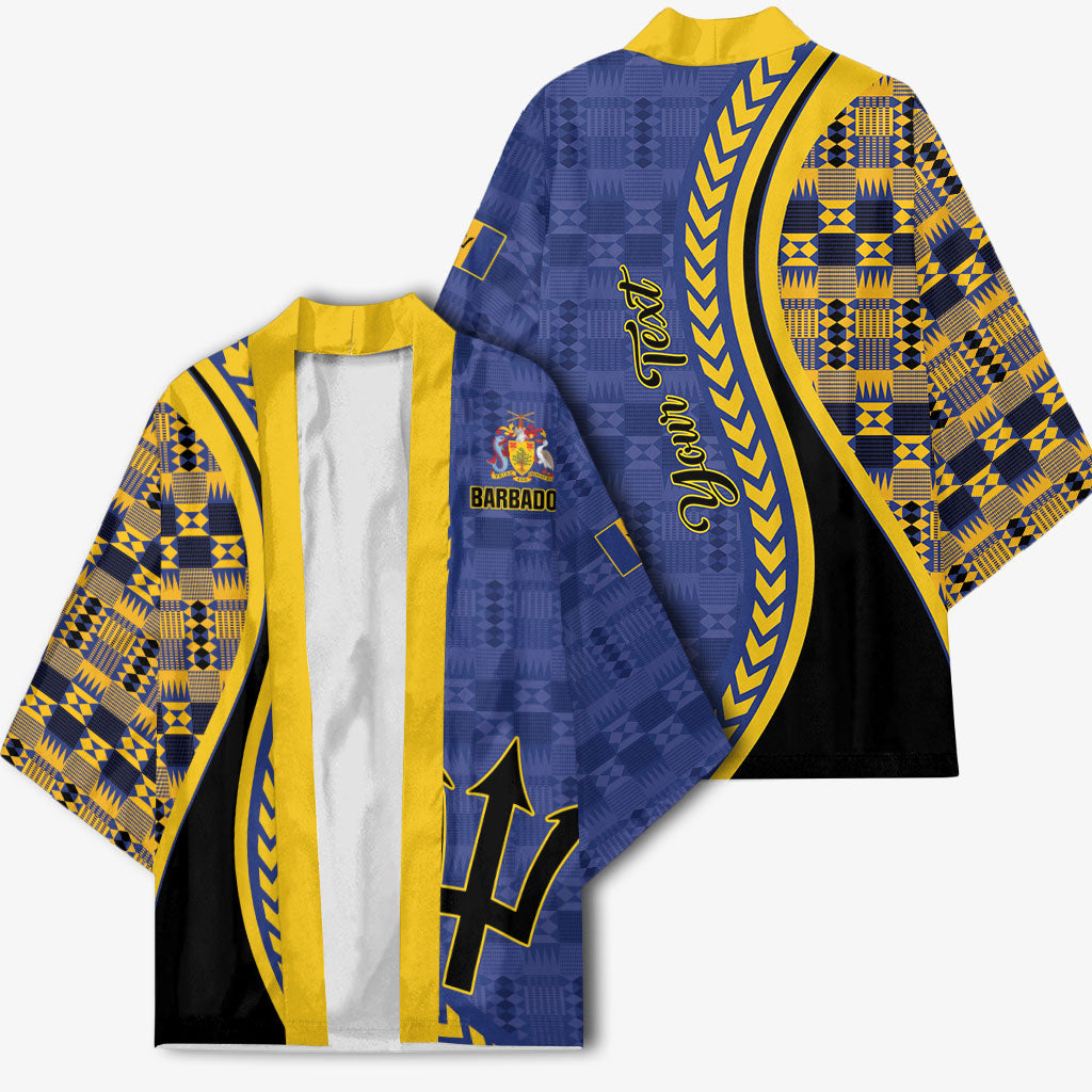Personalized Barbados Trident Kimono Afro-Barbadians Kente Pattern