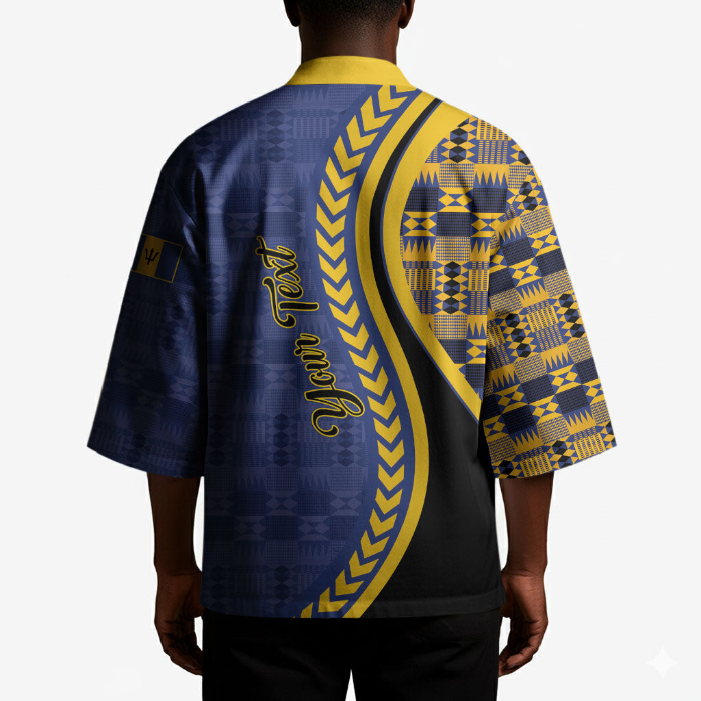 Personalized Barbados Trident Kimono Afro-Barbadians Kente Pattern