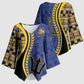 Personalized Barbados Trident Kimono Sleeve Blouse Afro-Barbadians Kente Pattern