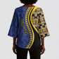 Personalized Barbados Trident Kimono Sleeve Blouse Afro-Barbadians Kente Pattern