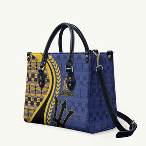 Barbados Trident Leather Bag Afro-Barbadians Kente Pattern