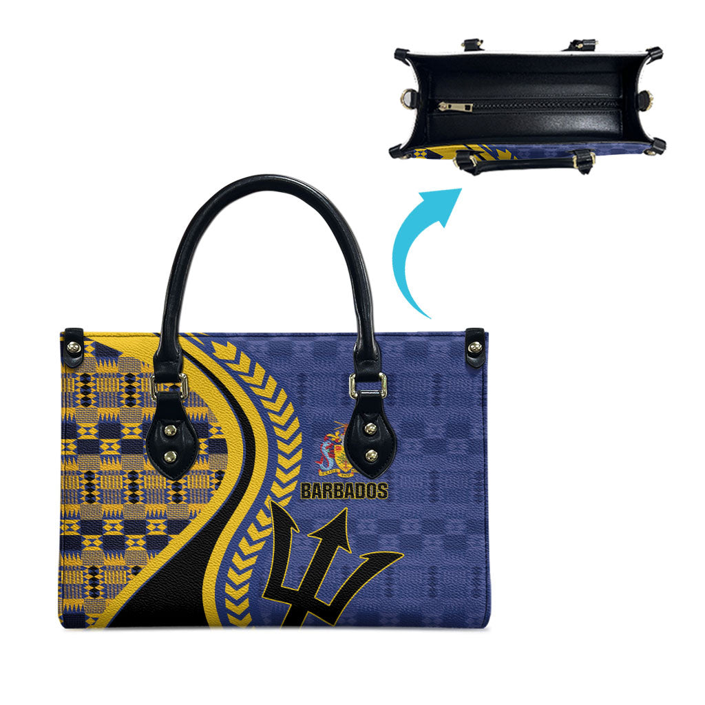 Barbados Trident Leather Bag Afro-Barbadians Kente Pattern