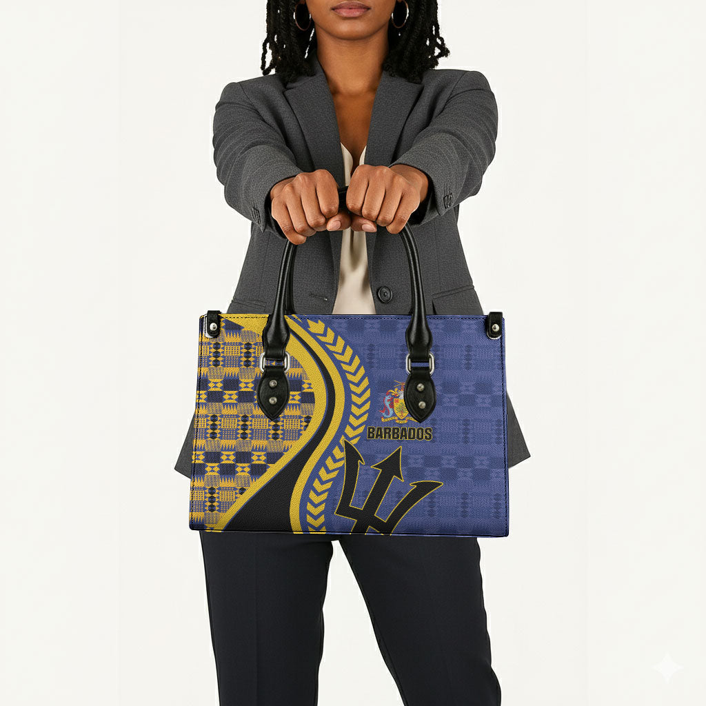 Barbados Trident Leather Bag Afro-Barbadians Kente Pattern