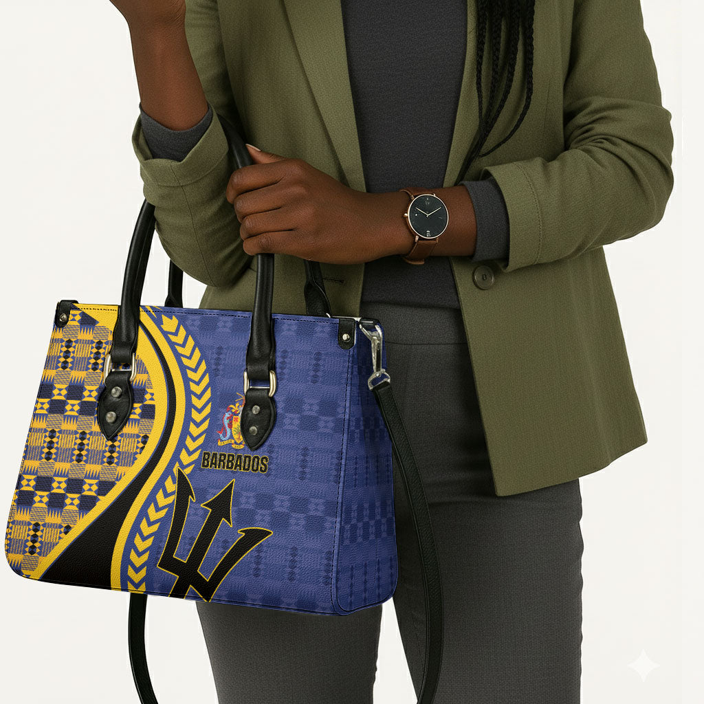 Barbados Trident Leather Bag Afro-Barbadians Kente Pattern