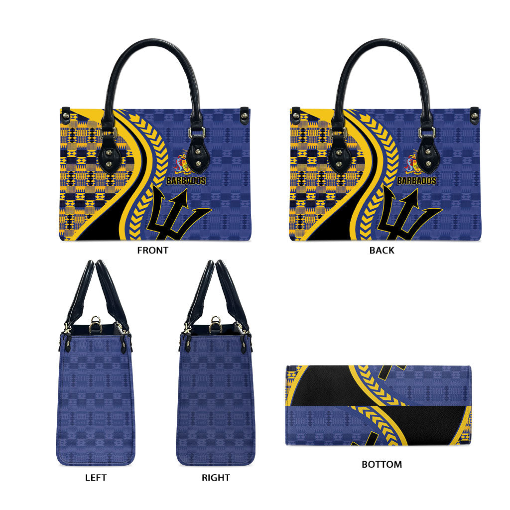 Barbados Trident Leather Bag Afro-Barbadians Kente Pattern