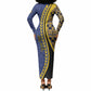 Personalized Barbados Trident Long Sleeve Bodycon Dress Afro-Barbadians Kente Pattern