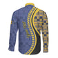 Personalized Barbados Trident Long Sleeve Button Shirt Afro-Barbadians Kente Pattern