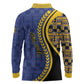 Personalized Barbados Trident Long Sleeve Polo Shirt Afro-Barbadians Kente Pattern
