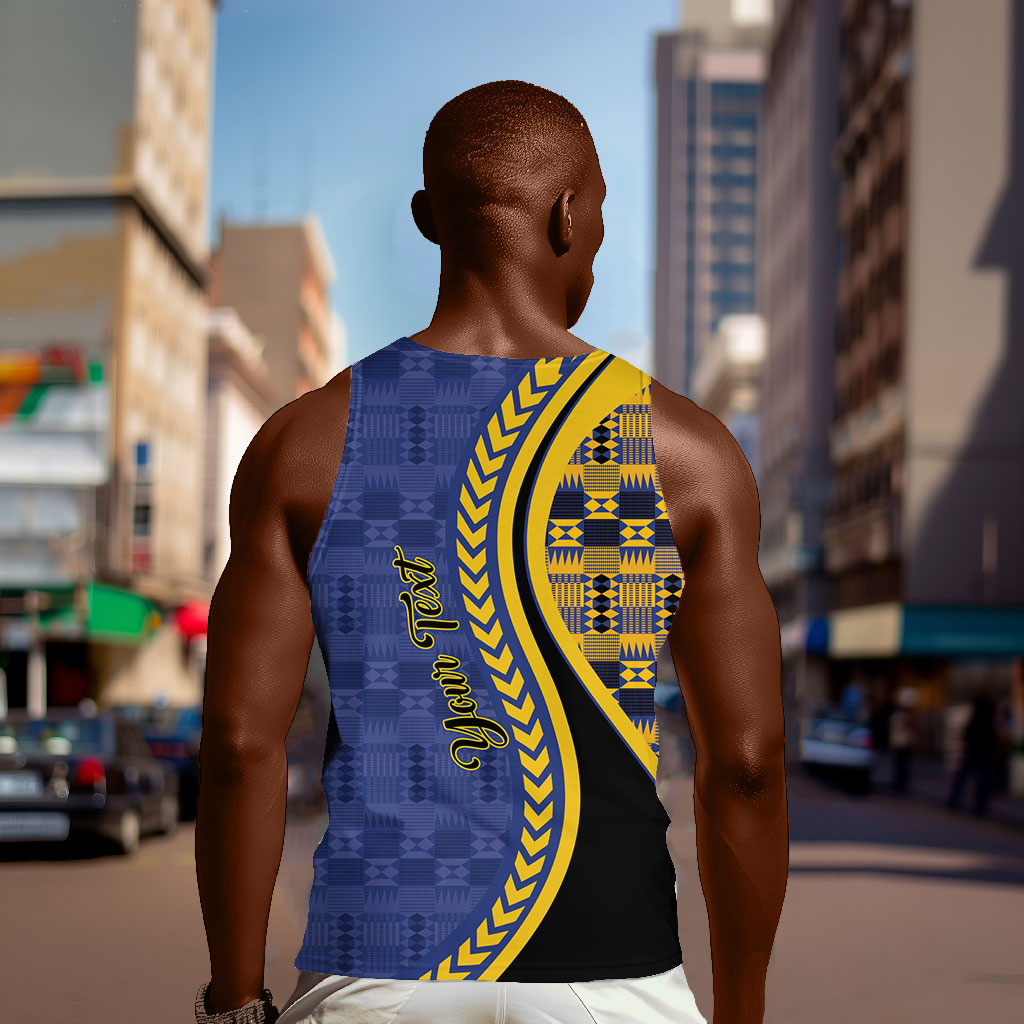 Personalized Barbados Trident Men Tank Top Afro-Barbadians Kente Pattern