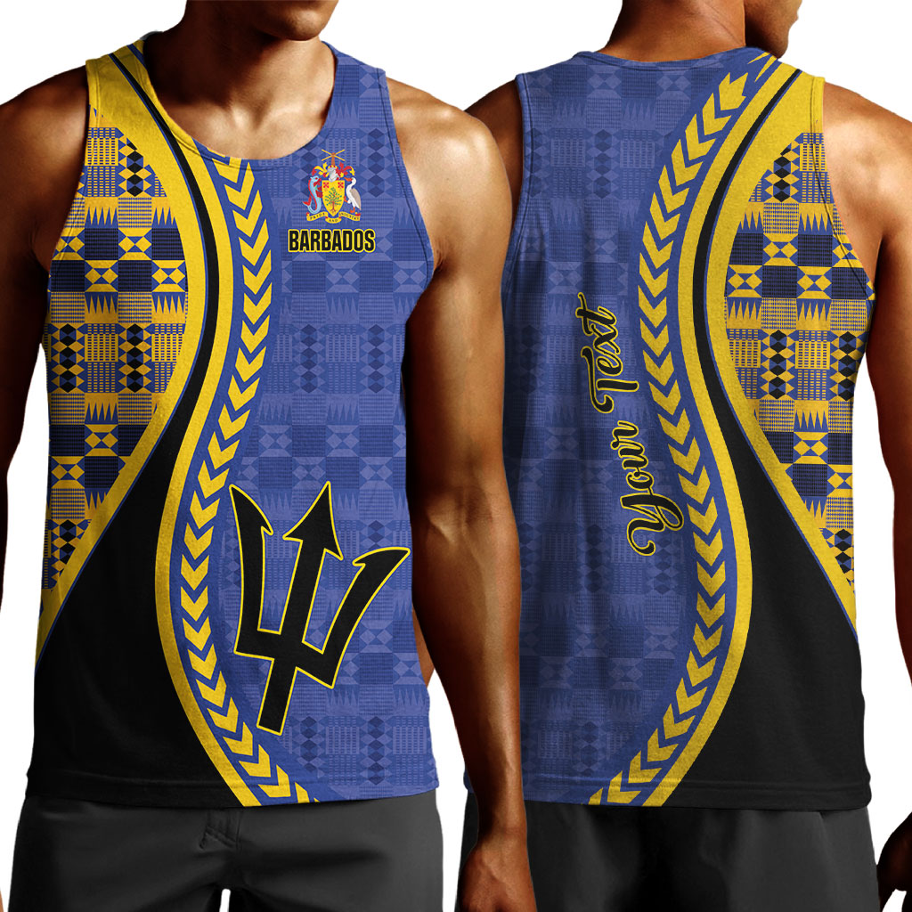 Personalized Barbados Trident Men Tank Top Afro-Barbadians Kente Pattern