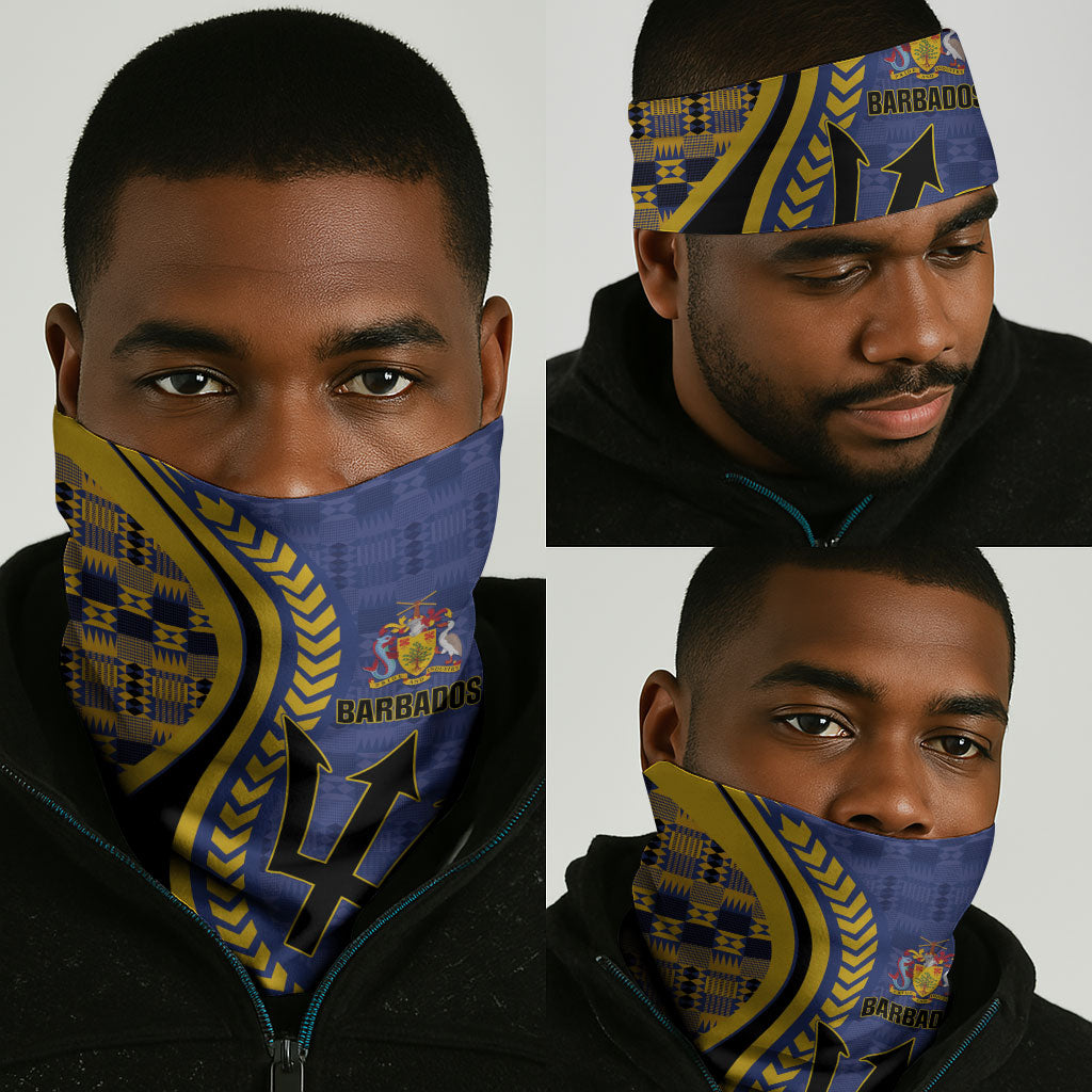 Barbados Trident Neck Gaiter Afro-Barbadians Kente Pattern