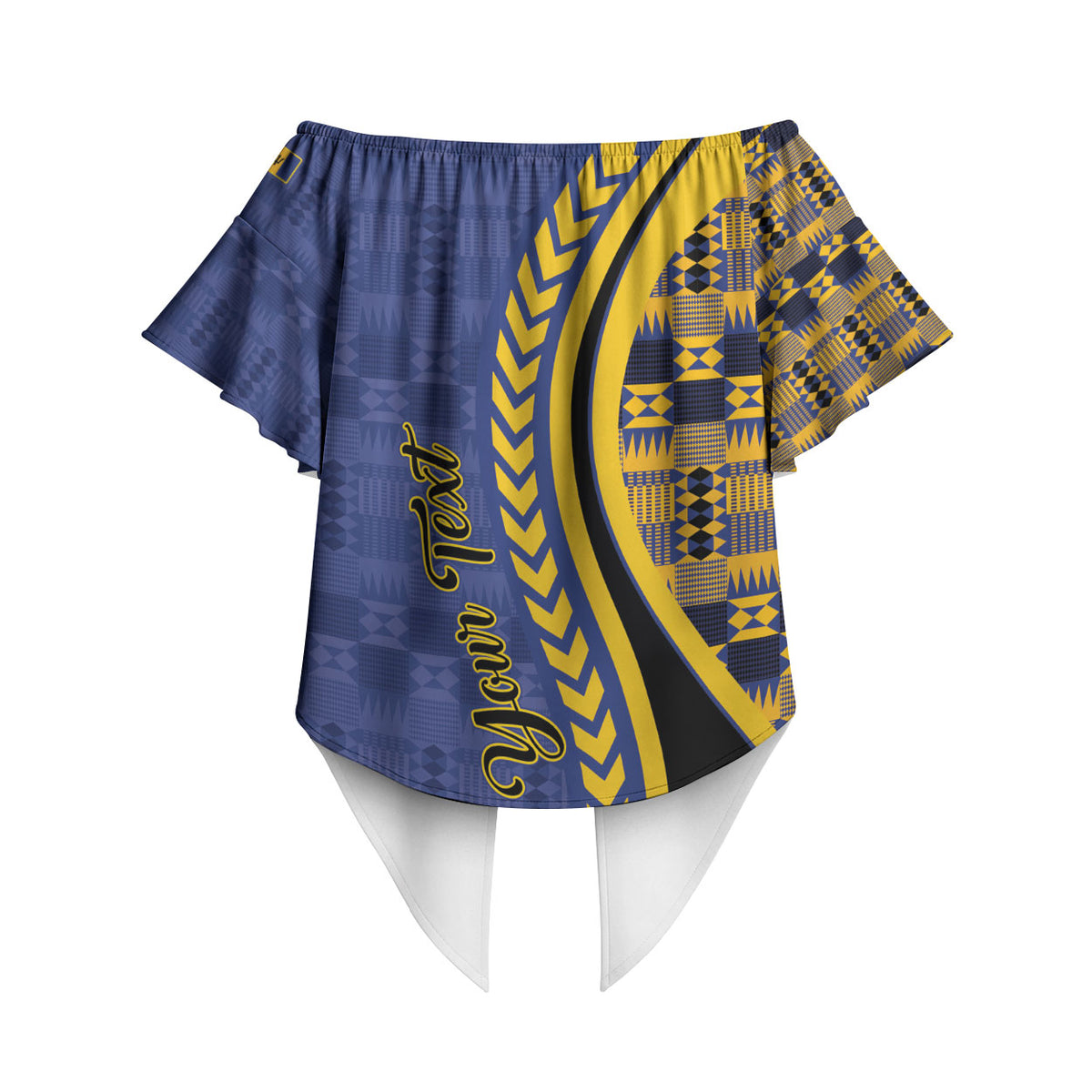 Personalized Barbados Trident Off Shoulder Wrap Waist Top Afro-Barbadians Kente Pattern