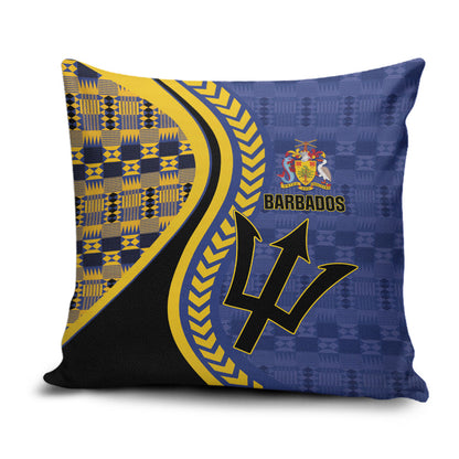 Barbados Trident Pillow Cover Afro-Barbadians Kente Pattern