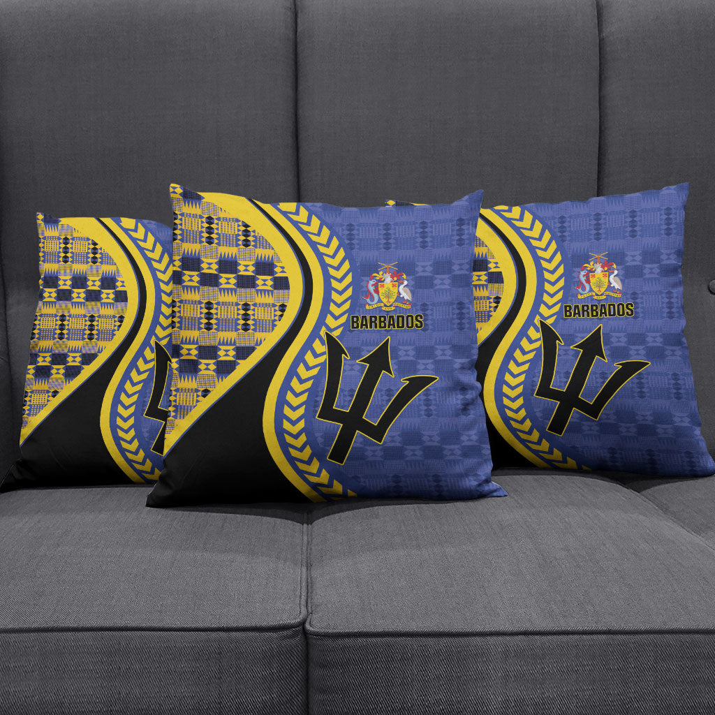 Barbados Trident Pillow Cover Afro-Barbadians Kente Pattern