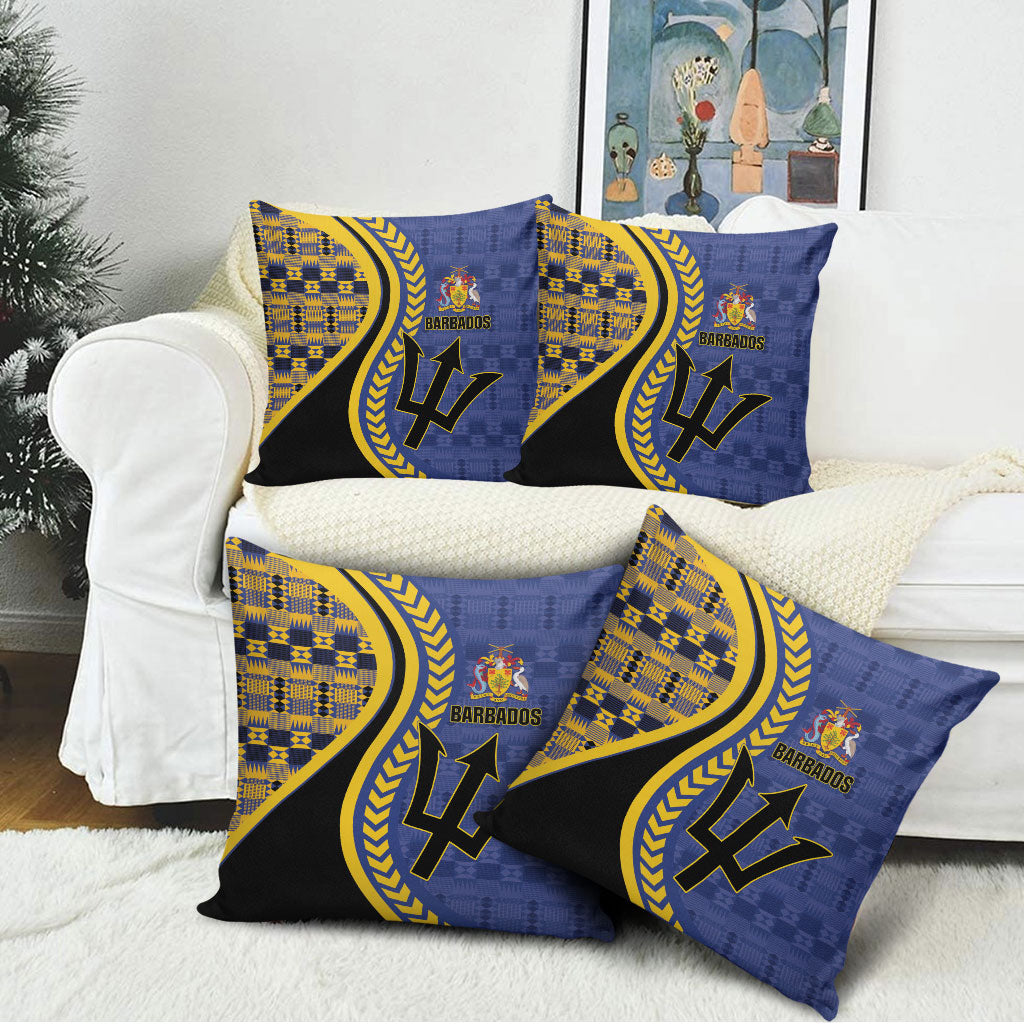 Barbados Trident Pillow Cover Afro-Barbadians Kente Pattern