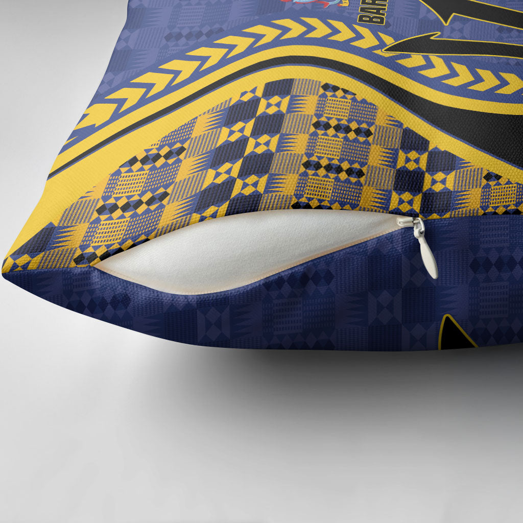Barbados Trident Pillow Cover Afro-Barbadians Kente Pattern