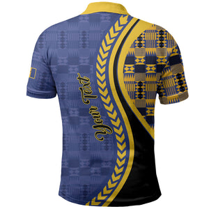 Personalized Barbados Trident Polo Shirt Afro-Barbadians Kente Pattern