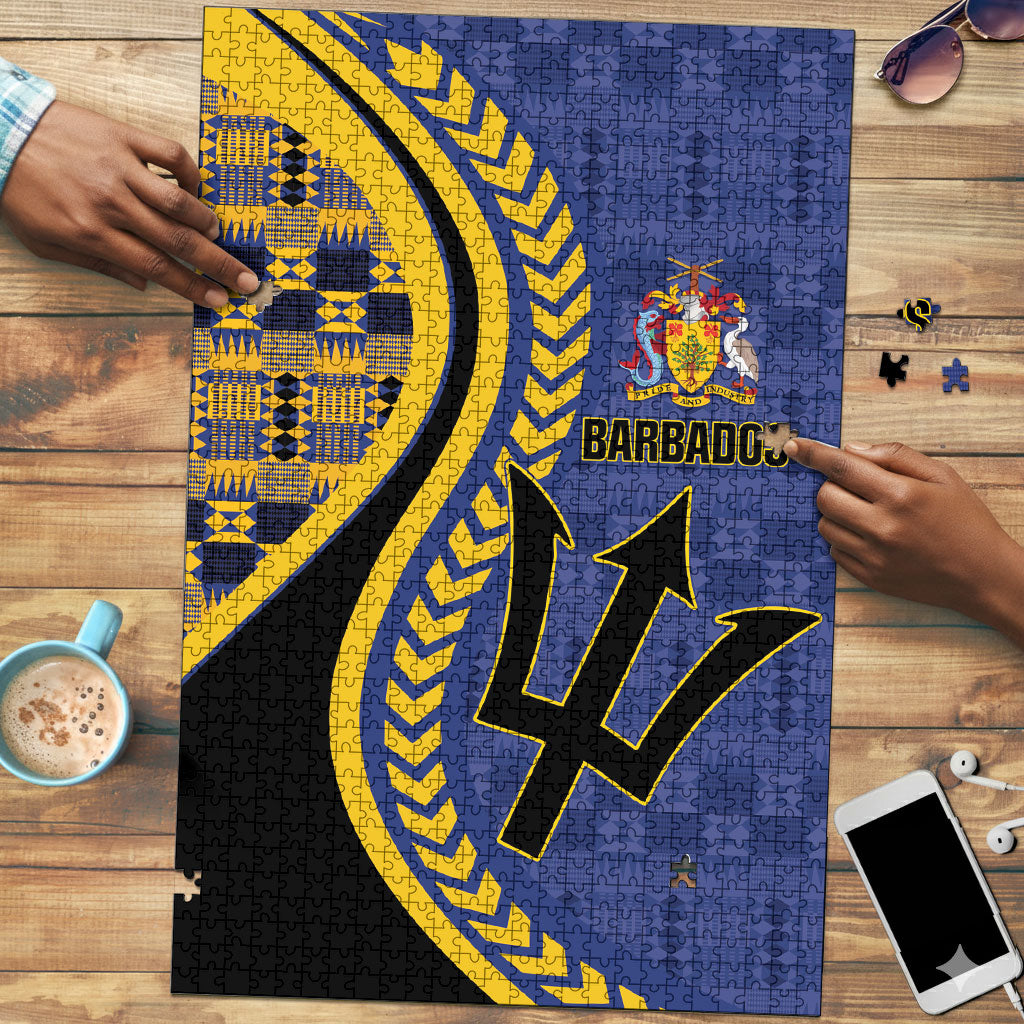Barbados Trident Puzzle Afro-Barbadians Kente Pattern