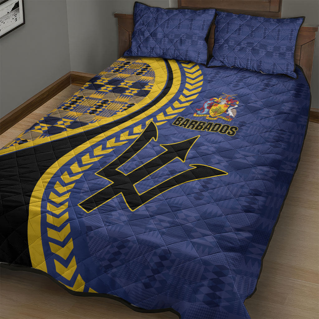 Barbados Trident Quilt Bed Set Afro-Barbadians Kente Pattern