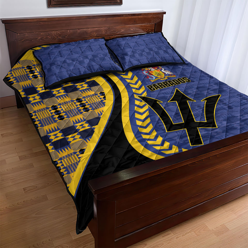 Barbados Trident Quilt Bed Set Afro-Barbadians Kente Pattern