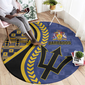 Barbados Trident Round Carpet Afro-Barbadians Kente Pattern