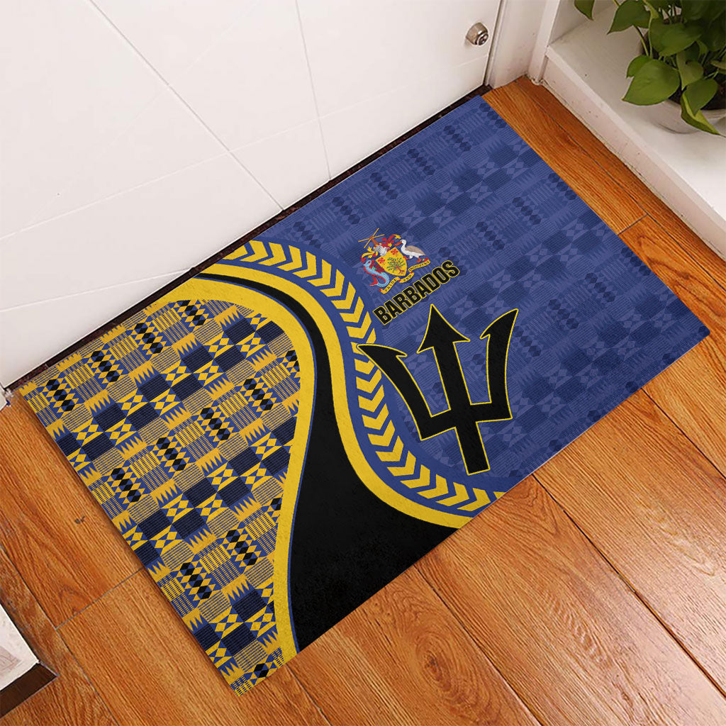Barbados Trident Rubber Doormat Afro-Barbadians Kente Pattern