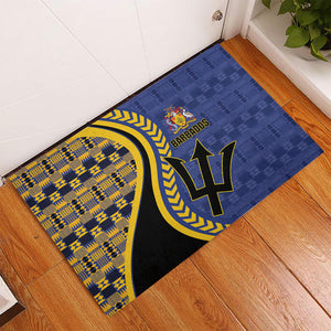 Barbados Trident Rubber Doormat Afro-Barbadians Kente Pattern