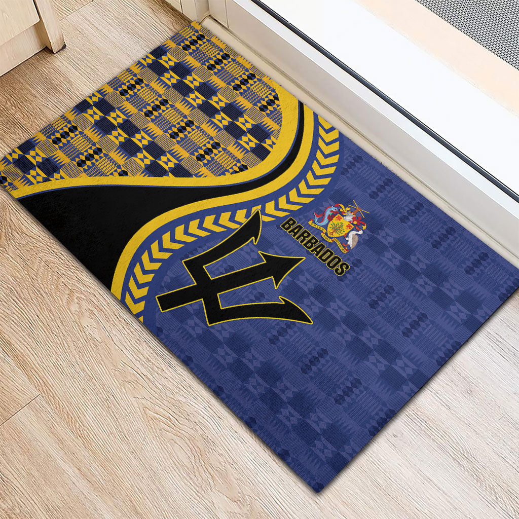 Barbados Trident Rubber Doormat Afro-Barbadians Kente Pattern