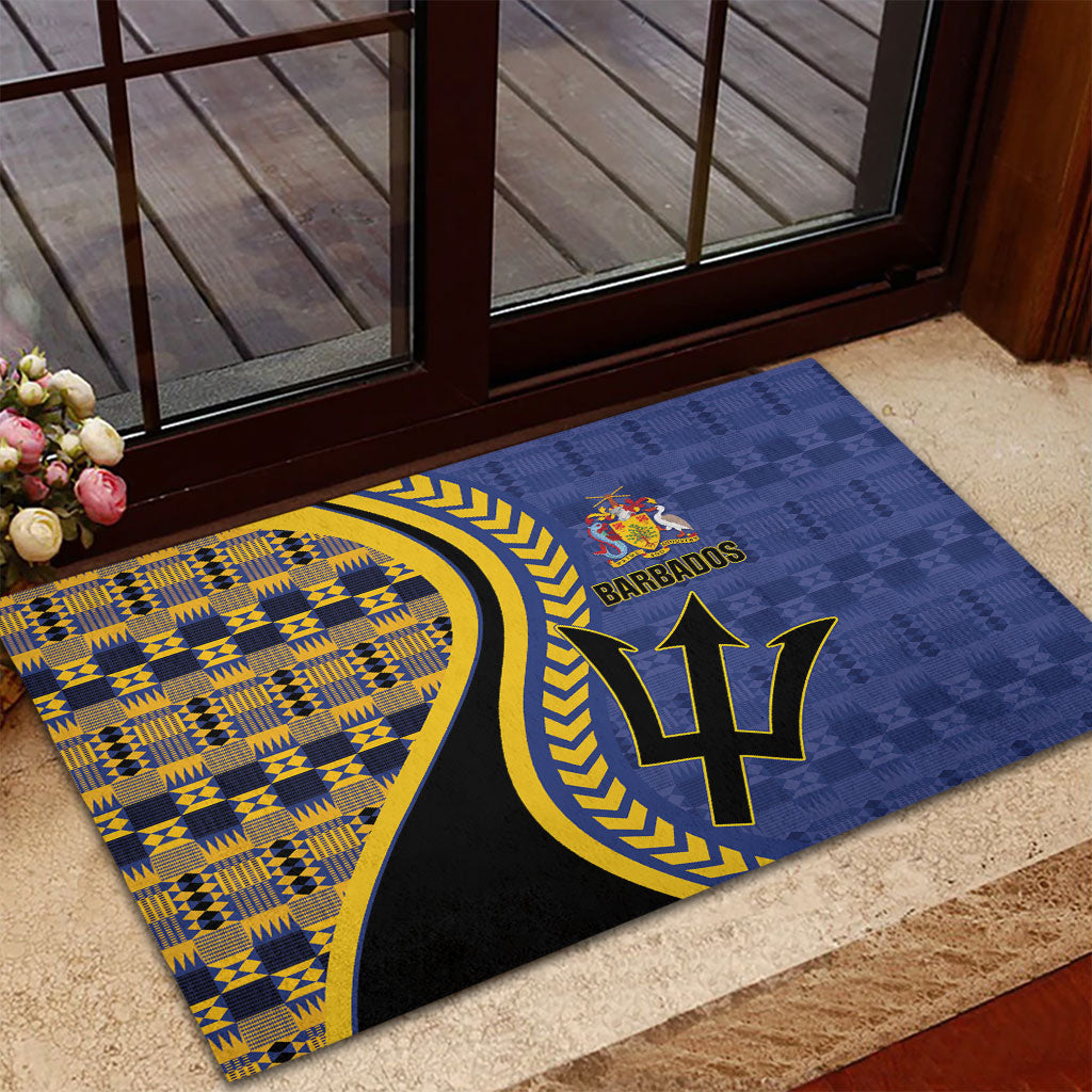 Barbados Trident Rubber Doormat Afro-Barbadians Kente Pattern