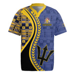 Personalized Barbados Trident Rugby Jersey Afro-Barbadians Kente Pattern