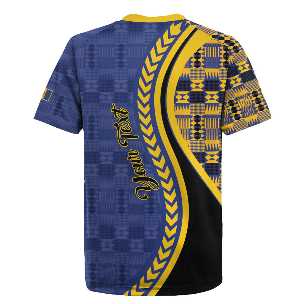 Personalized Barbados Trident Rugby Jersey Afro-Barbadians Kente Pattern