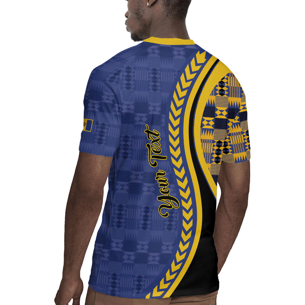 Personalized Barbados Trident Rugby Jersey Afro-Barbadians Kente Pattern