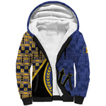 Personalized Barbados Trident Sherpa Hoodie Afro-Barbadians Kente Pattern