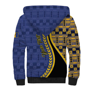 Personalized Barbados Trident Sherpa Hoodie Afro-Barbadians Kente Pattern