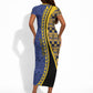 Personalized Barbados Trident Short Sleeve Bodycon Dress Afro-Barbadians Kente Pattern
