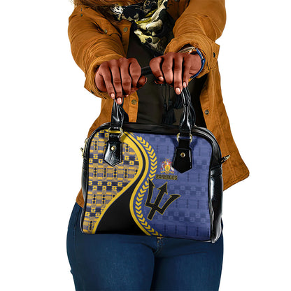 Barbados Trident Shoulder Handbag Afro-Barbadians Kente Pattern