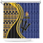 Barbados Trident Shower Curtain Afro-Barbadians Kente Pattern