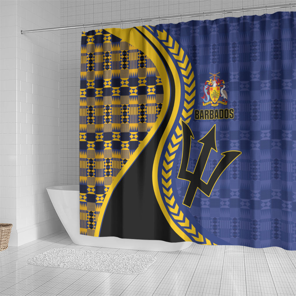 Barbados Trident Shower Curtain Afro-Barbadians Kente Pattern