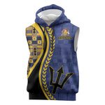 Personalized Barbados Trident Sleeveless Hoodie Afro-Barbadians Kente Pattern