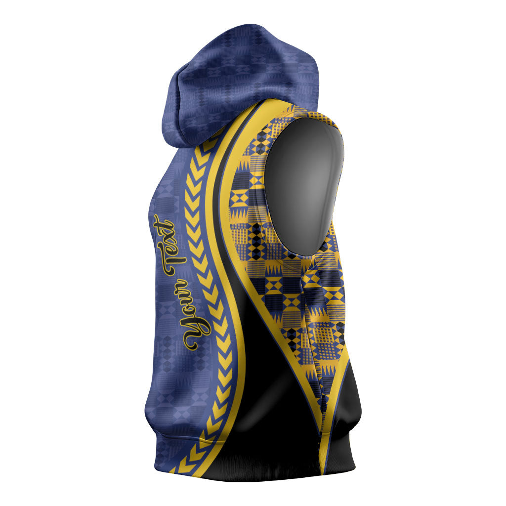 Personalized Barbados Trident Sleeveless Hoodie Afro-Barbadians Kente Pattern
