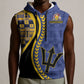 Personalized Barbados Trident Sleeveless Hoodie Afro-Barbadians Kente Pattern